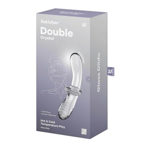 Satisfyer Double Crystal - kétvégű üveg dildó (átlátszó)