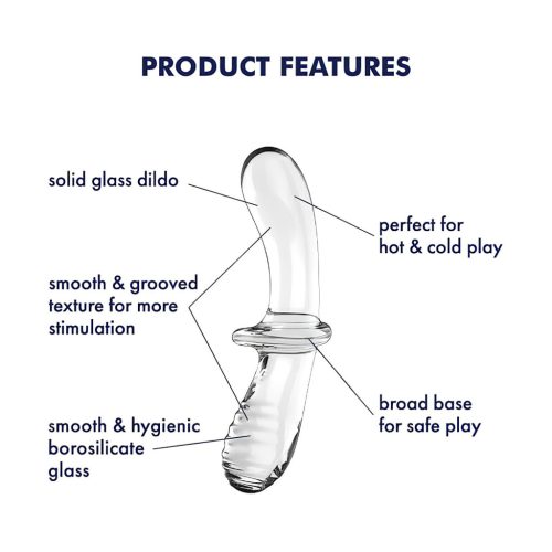 Satisfyer Double Crystal - kétvégű üveg dildó (átlátszó)