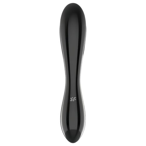 Satisfyer Dazzling Crystal 1 - kétvégű üveg dildó (fekete)
