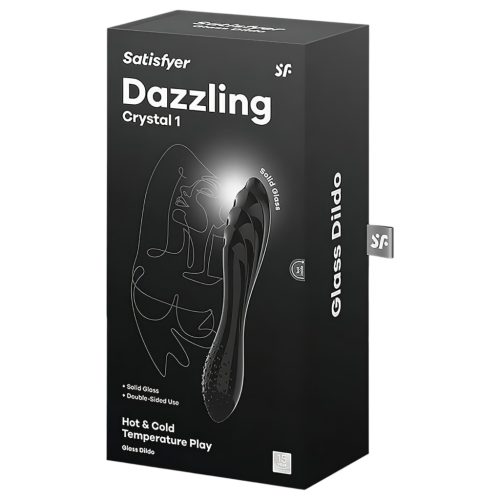 Satisfyer Dazzling Crystal 1 - dupla végű üveg dildó (fekete)