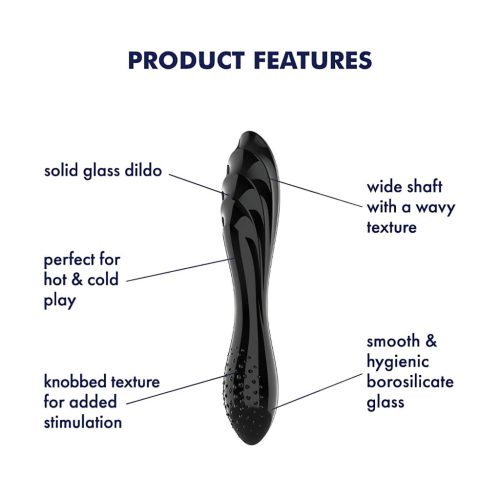 Satisfyer Dazzling Crystal 1 - dupla végű üveg dildó (fekete)