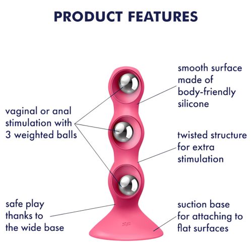 Satisfyer Triple Ball-R - gyöngyös anál dildó (piros)