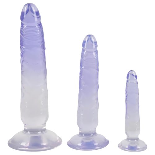 Crystal Clear - anál tréner dildó készlet - 3 db (átlátszó-kék)