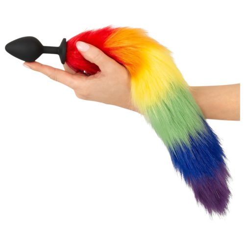 You2Toys - szilikon anál plug és farok (szivárvány)