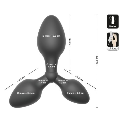 Black Velvets - tripla butt plug, anál plug (fekete)