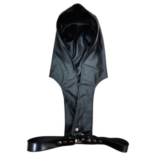 Rouge - kapucnis BDSM hám prémium műbőrből (fekete)