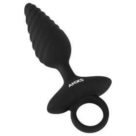ANOS - bordázott vibrációs anál plug (fekete)