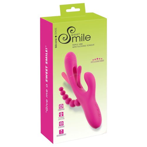 SMILE - tripla karos, nyelves vibrátor (pink)