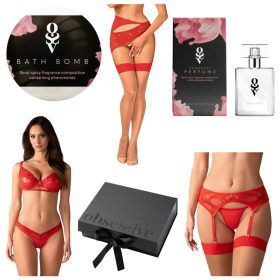   Obsessive Aloisa - 6 részes szexi fehérnemű ajándék szett (piros)