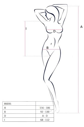 Passion BS035 - vállpántos, nyitott fekete necc body (S-L)
