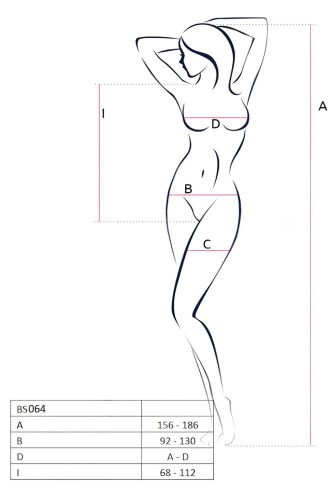Passion BS064 - nyitott fekete necc body (S-L)