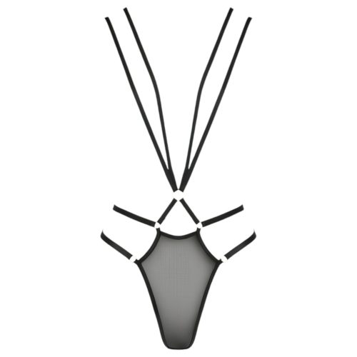 Passion Devil Meggy - fém gyűrűs testhám body (fekete)