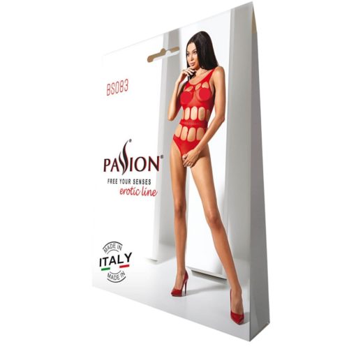 Passion BS083 - piros lyukacsos nyitott body (S-L)