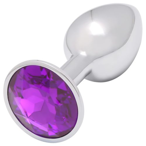 Sunfo - fém anál plug lila kővel (ezüst)
