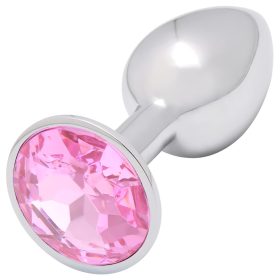 Sunfo - fém anál plug rózsaszín kővel (ezüst)
