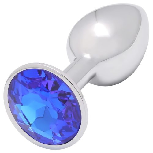 Sunfo - fém anál plug kék kővel (ezüst)