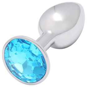 Sunfo - fém anál plug világos kék kővel (ezüst)