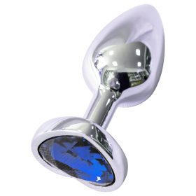 Sunfo - fém anál plug szív alakú kék kővel (ezüst)