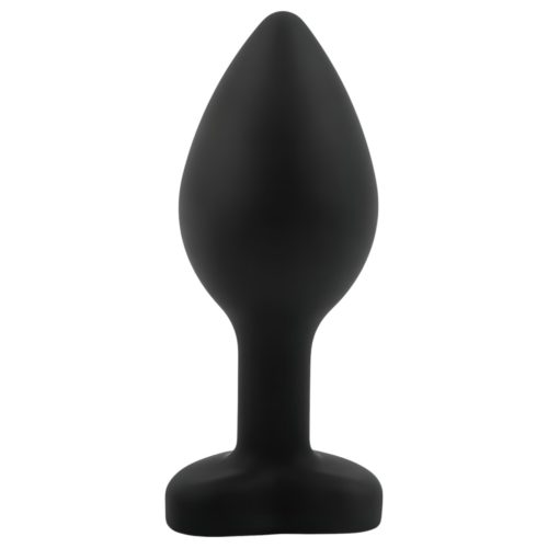 Sunfo - szilikon anál plug szív alakú rózsaszín kővel (fekete)
