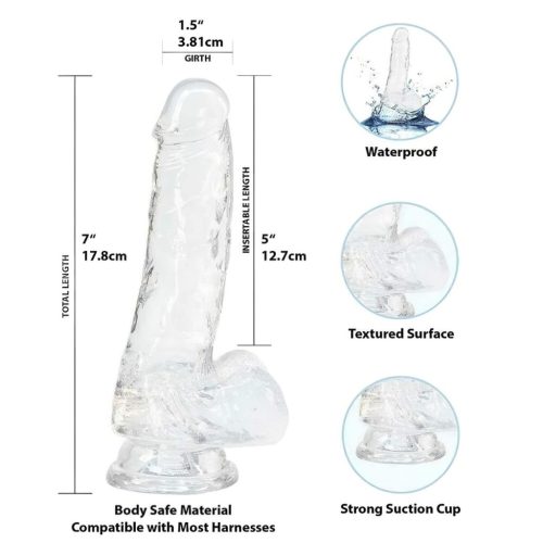 Addiction Crystal - tapadókorongos dildó (átlátszó) - 18cm