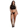 Le Désir Plus Size - fekete strasszos party szett (XL-3XL)