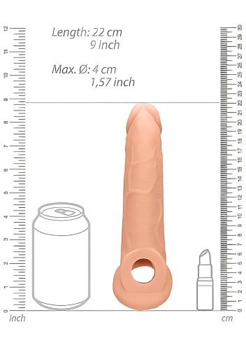 RealRock Penis Sleeve 9 - péniszköpeny (21,5 cm, natúr)
