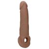 RealRock Penis Sleeve 9 - péniszköpeny (21,5 cm) - sötét natúr