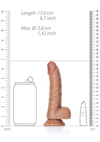 RealRock - tapadókorongos, herés dildó - 15,5cm (sötét natúr)