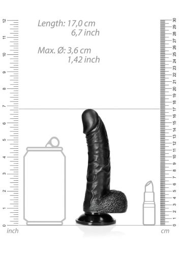 RealRock - tapadókorongos, realisztikus dildó - 15,5cm (fekete)