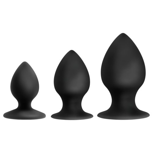Anal Adventures Platinum Stout - anál plug szett - 3 db (fekete)