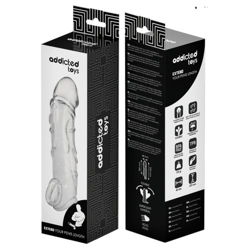 Addicted Toys - péniszköpeny heregyűrűvel - 22 cm (áttetsző)