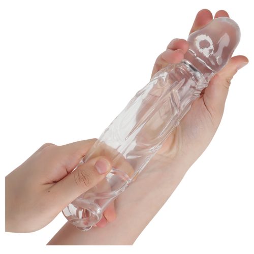Addicted Toys - péniszköpeny heregyűrűvel - 22 cm (áttetsző)