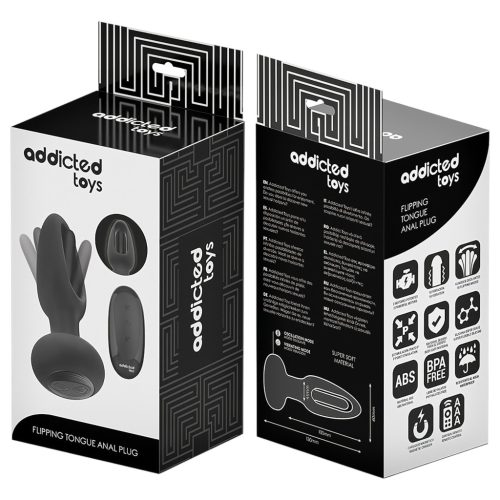Addicted Toys - mozgó nyelves anál vibrátor férfiaknak (fekete)