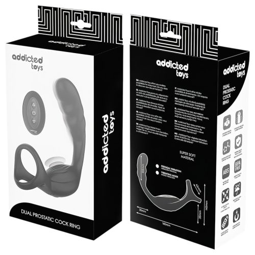 Addicted Toys - anál vibrátor péniszgyűrűvel és heregyűrűvel (fekete)