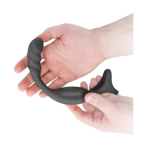 Addicted Toys - anál vibrátor péniszgyűrűvel és heregyűrűvel (fekete)