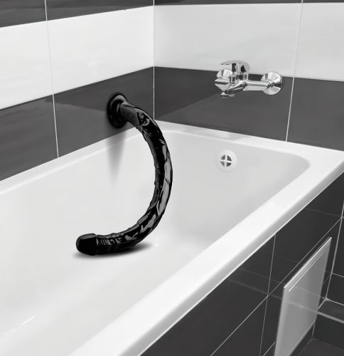 Hosed Anal Snake 19 - tapadókorongos anál dildó (fekete)