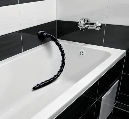 Hosed Swirl Thin Anal Snake 18 - anál dildó (fekete)