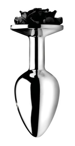 Booty Sparks Black Rose - alumínium anál plug (ezüst-fekete)