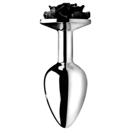 Booty Sparks Black Rose - alumínium anál plug (ezüst-fekete)