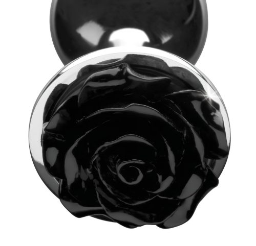 Booty Sparks Black Rose - alumínium anál plug (ezüst-fekete)