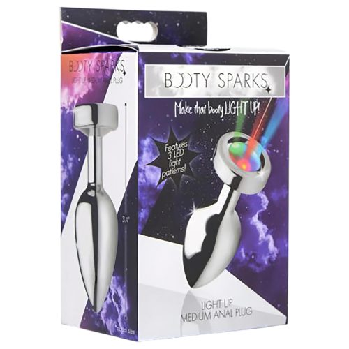 Booty Sparks - világító butt plug - közepes (ezüst)