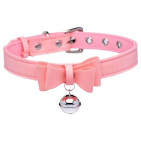   Master Series Golden Kitty - masnis nyakörv csengővel, fetish kiegészítő (pink)