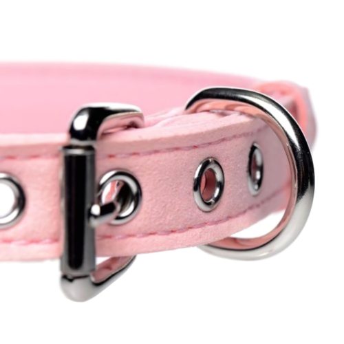 Master Series Golden Kitty - masnis nyakörv csengővel, fetish kiegészítő (pink)