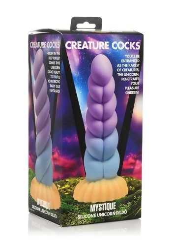 Creature Cocks Mystique - unikornis dildó - 21 cm (lila-sárga)