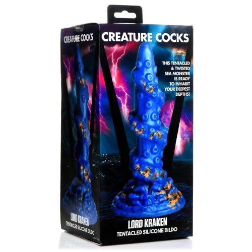 Creature Cocks Kraken - spirál polipkar dildó - 21cm (arany-kék)