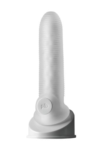 Perfect Fit - Fat Boy Micro Ribbed - péniszköpeny (17 cm, fehér)