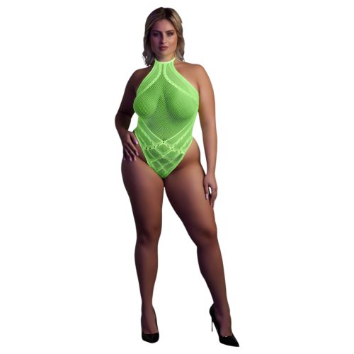 Ouch! - foszforeszkáló pántos hatású body (neon zöld)