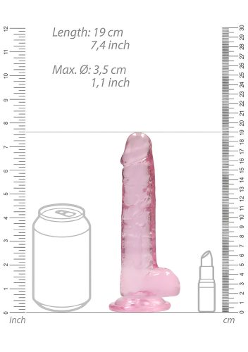 RealRock - átlátszó élethű dildó - pink (17cm)