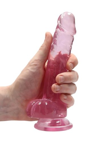 RealRock - átlátszó élethű dildó - pink (17cm)