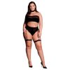 Le Désir Plus Size - 3 részes fekete fehérnemű szett (XL-4XL)